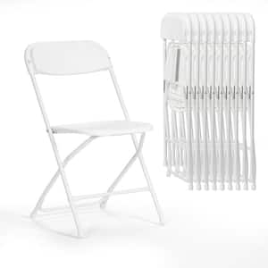 White Plastic Folding Chair 350 lbs. Capacity for Events Office Wedding Party, Picnic, Outdoor Dining (Set of 10)