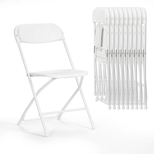 Jinseed White Plastic Folding Chair 350 lbs. Capacity for Events Office Wedding Party, Picnic, Outdoor Dining (Set of 10)