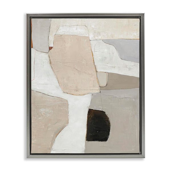Stupell Industries Beige Shape Geometrics by Design Fabrikken Gray Floater Frame Abstract Graphic Art Print 21 in. x 17 in.