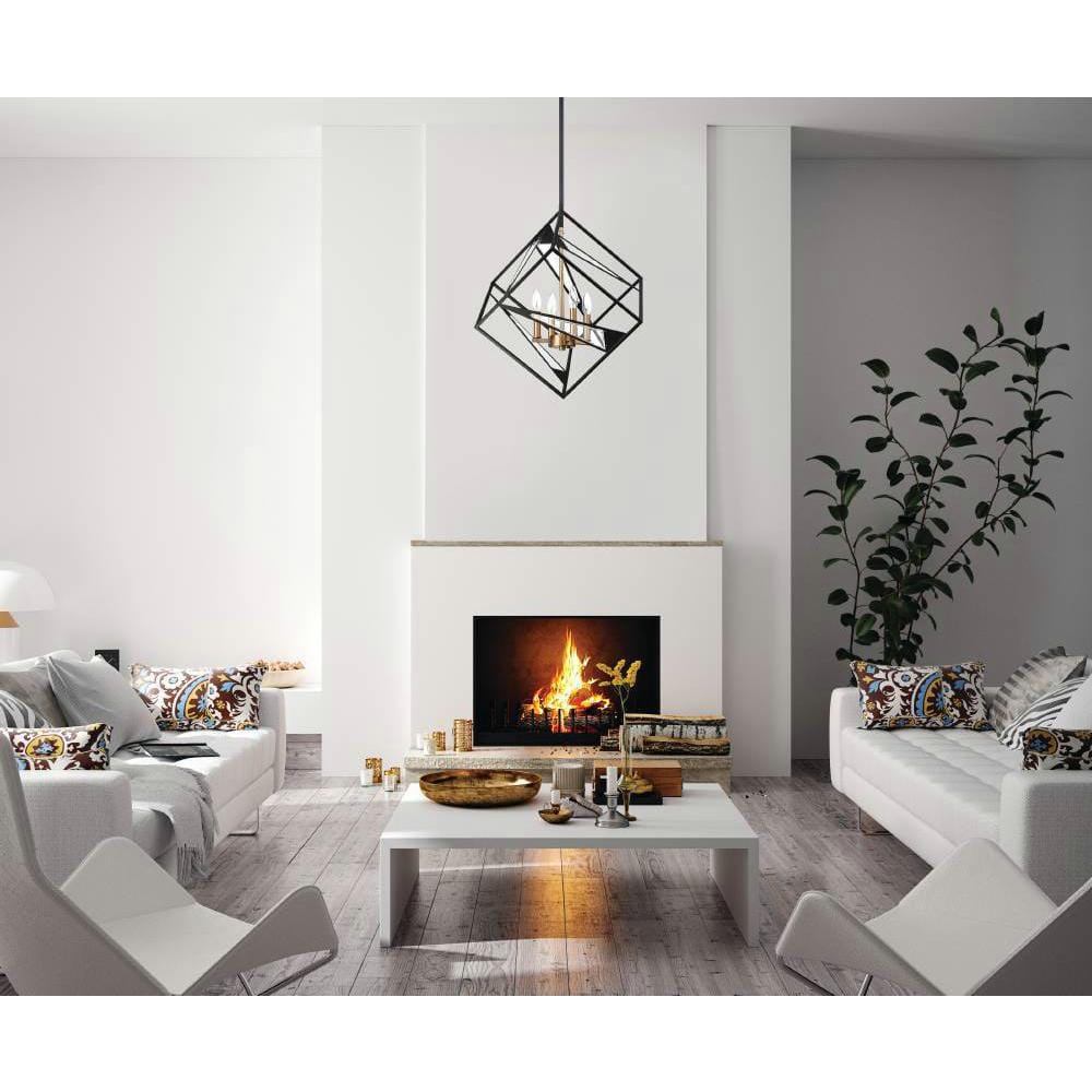 Corrietes 23'' Matte Black Geometric Glass Pendant Light