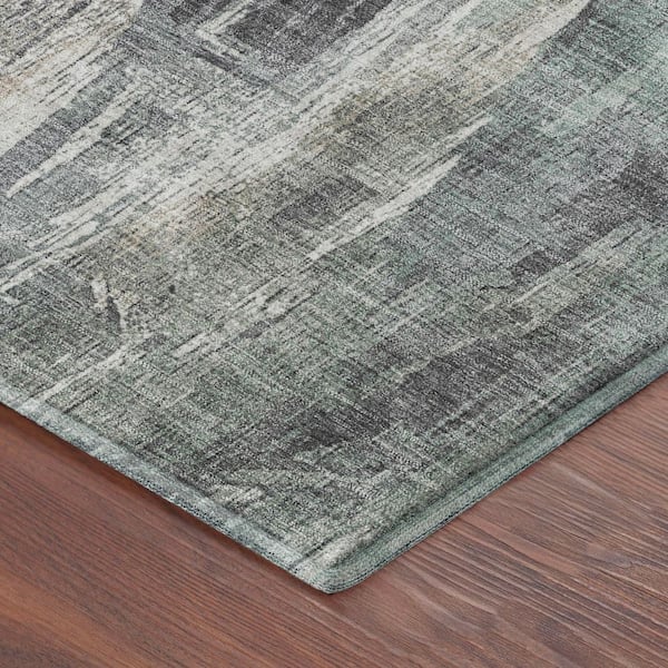 Mayfield Premium Machine Washable Abstract AMF2269 Gray 9 ft. x 12 ft. Area Rug