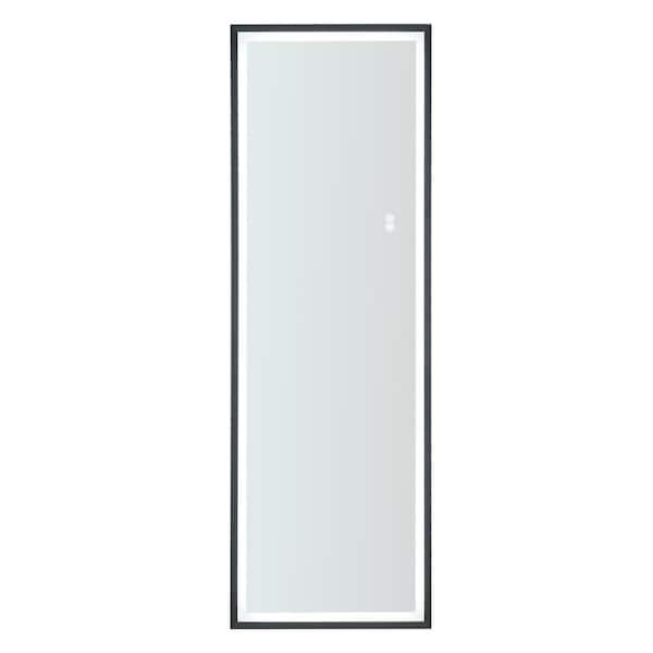 Tatahance 22 in. W x 65 in. H Black Rectangle Aluminum Frame Floor Mirror with LED Light and Touch Switch