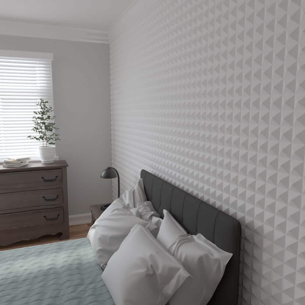 White Textured 3D PVC Decorative Wall Panel, 19.63" x 19.63"