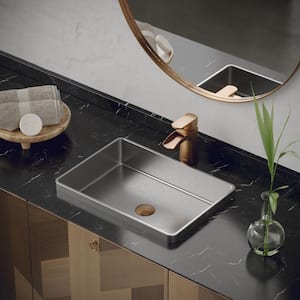 CCT200 20 in. Stainless Steel Drop-In Bathroom Sink in Gray Stainless Steel