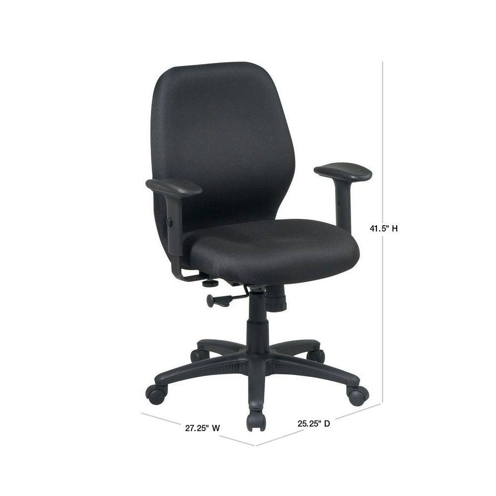Black Fabric Executive Desk Chair with Adjustable Arms