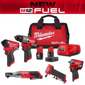 M12 FUEL 12-Volt Lithium-Ion Brushless Cordless Combo Kit (5-Tool) with 2 Batteries and Bag