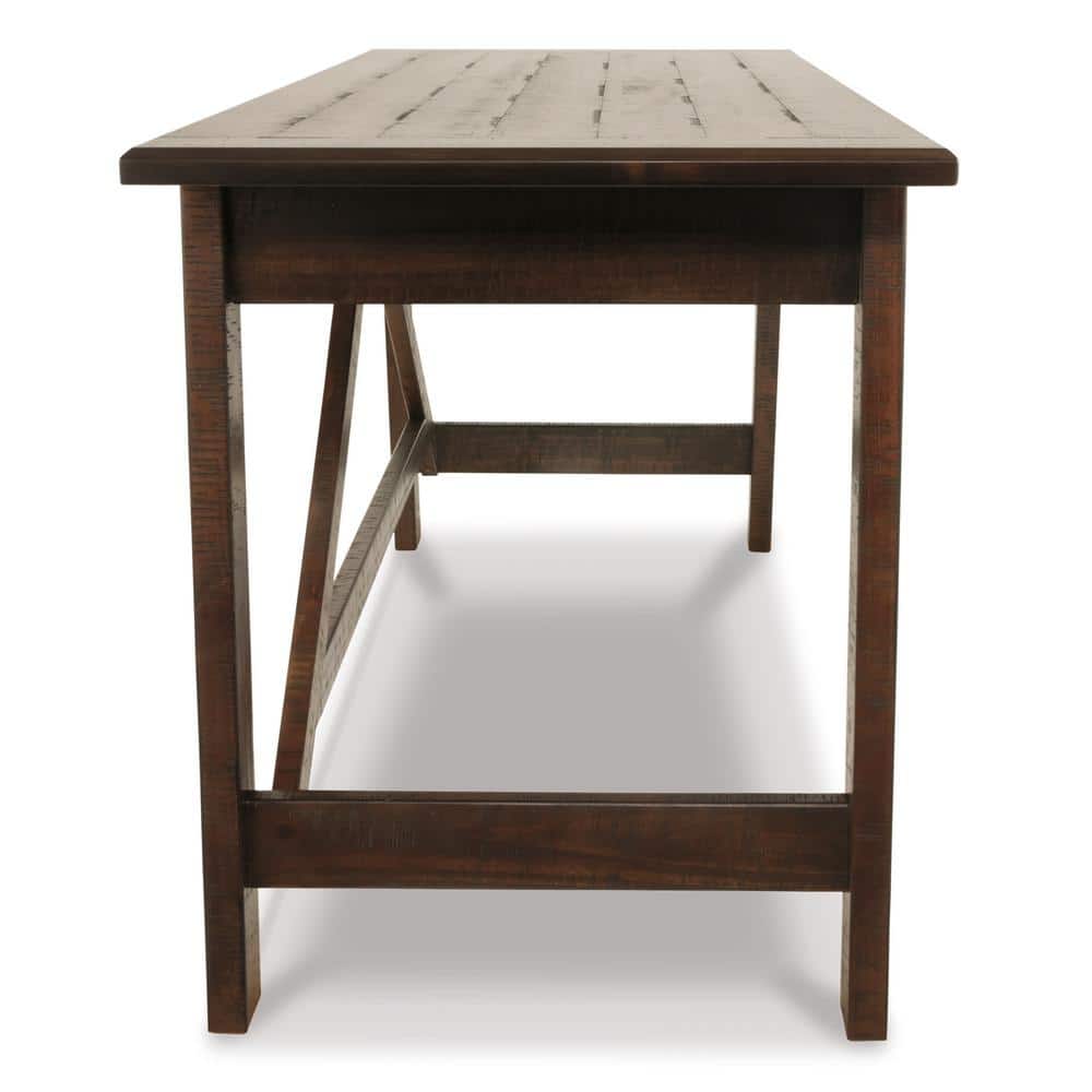Transitional Rustic Brown Home Office Desk with USB Port and Drawers