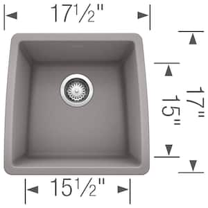 Performa Undermount Granite Composite 17.5 in. x 17 in. Single Bowl Kitchen Sink in Metallic Gray