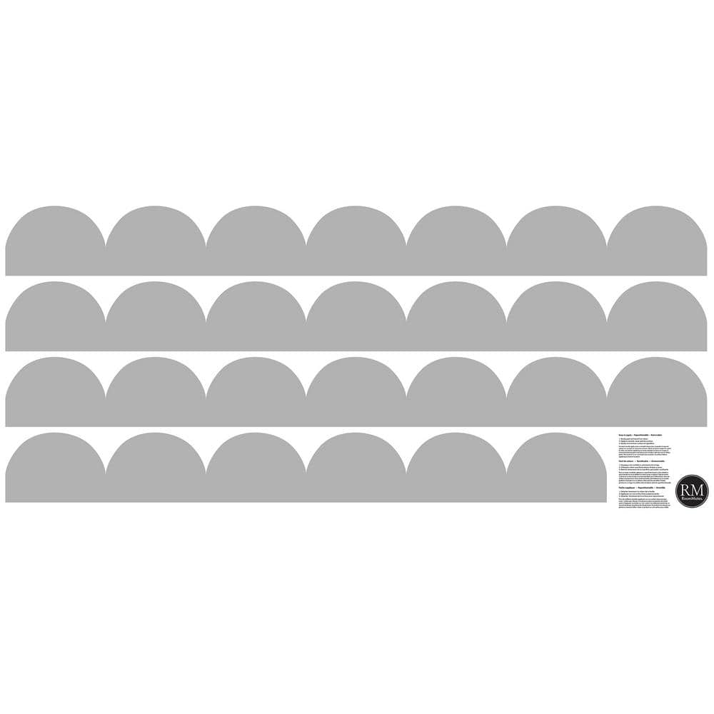 RoomMates 17.25 in. W x 39 in. L Grey Peel and Stick Scallop Border