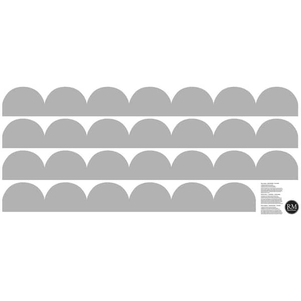 17.25 in. W x 39 in. L Grey Peel and Stick Scallop Border Decal 4-Piece