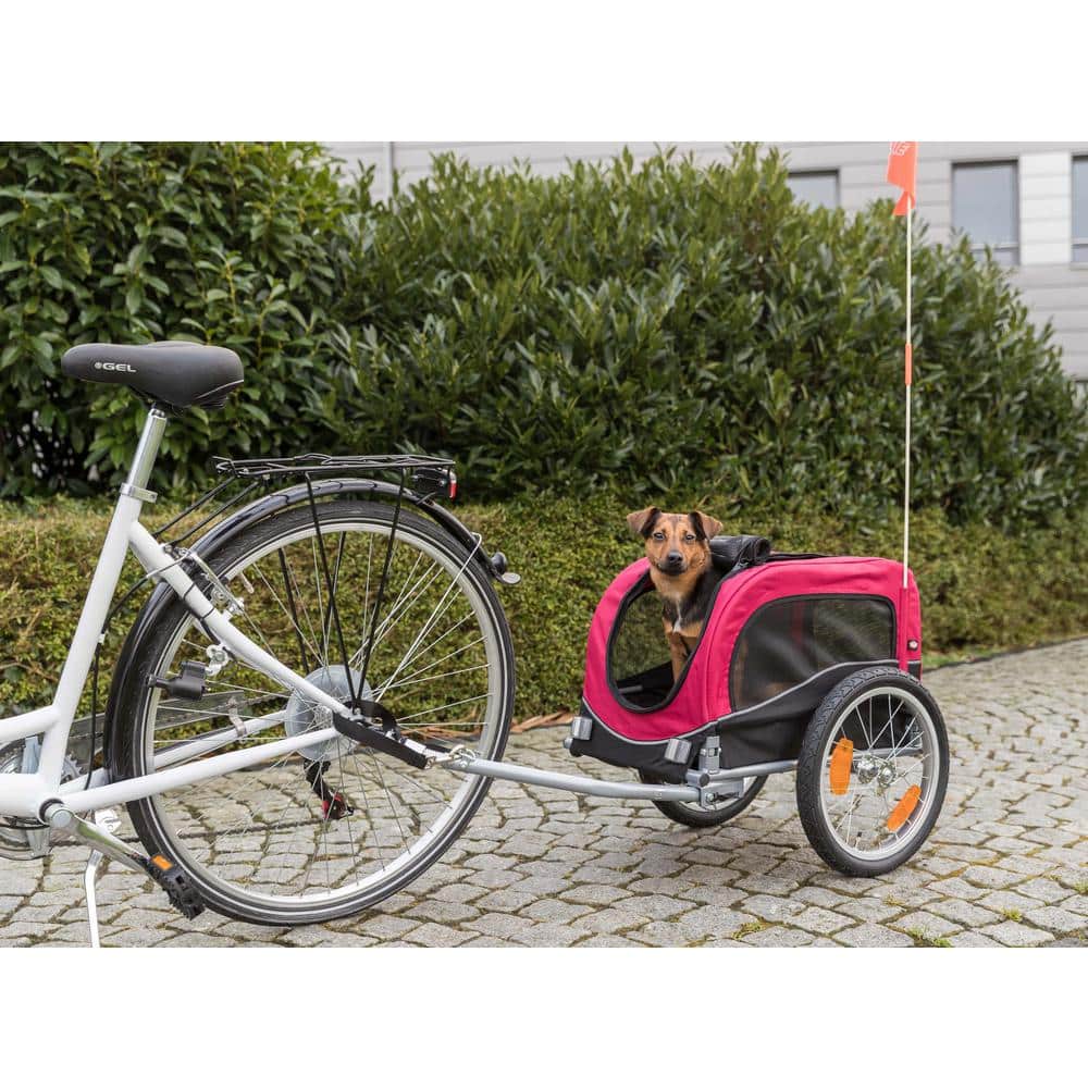 TRIXIE Red and Black Foldable Dog Bike Trailer with Windows