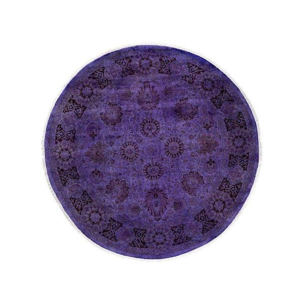 Overdyed Purple 6 ft. x 6 ft. Solid Wool Indoor Area Rug
