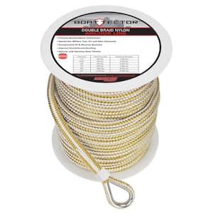 3/8 in. x 200 ft. BoatTector Double Braid Nylon Anchor Line with Thimble in White and Gold