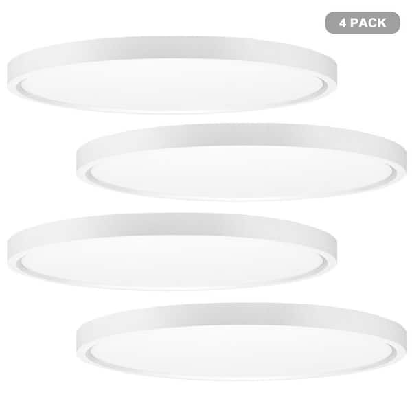 Sofiton 16 in. Round White New Ultra-Low Profile Integrated LED Flush Mount Ceiling Light 5CCT Selectable Panel Light (4-Pack)
