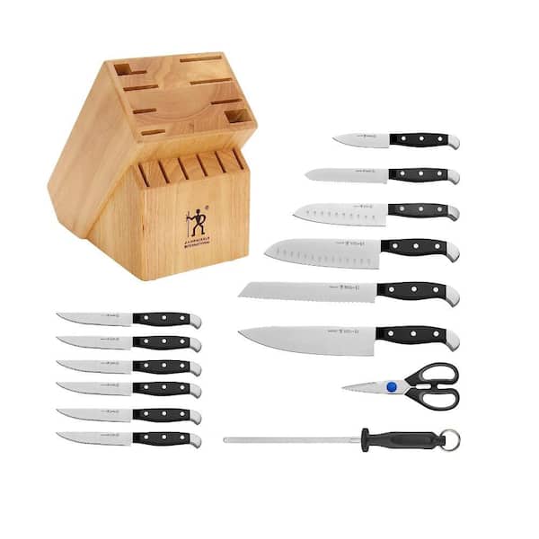Aoibox 15-Piece Razor Sharp Kitchen Knife Set with Wooden Knife Block, Stainless Steel Blade, Natural