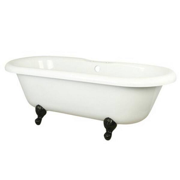 Aqua Eden 5.6 ft. Acrylic Oil Rubbed Bronze Claw Foot Double Ended Tub in White