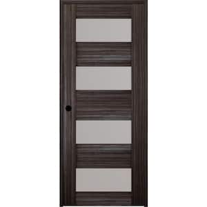 Della 18 in. x 80 in. Right-Hand Frosted Glass Solid Core 4-Lite Gray Oak Wood Composite Single Prehung Interior Door