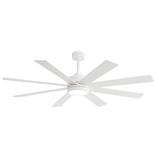 Breezary Wesley 65 in. Integrated LED Indoor White Ceiling Fans with Light and Remote Control Included