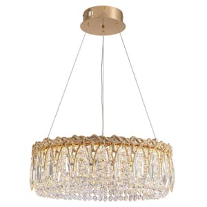 26 in 6-Light Gold Semi Flush Mount Gold Modern Chandelier for Living Room