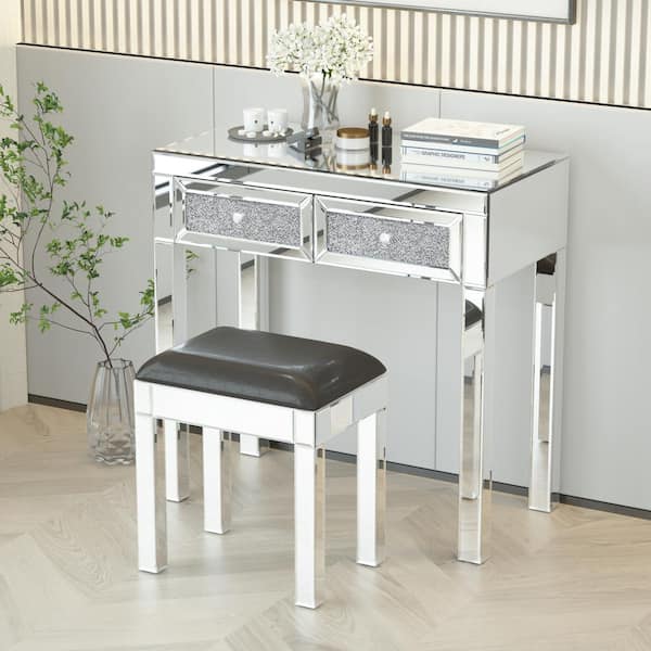 Seafuloy Mirrored Vanity Table Set With