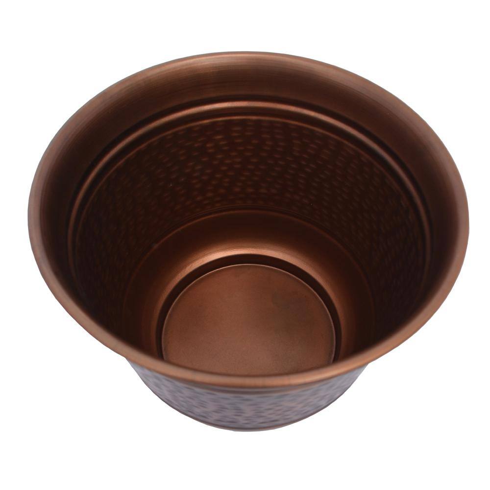 14in Antique Copper Round Metal Planter
