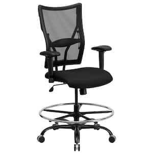 Fabric Adjustable Height Ergonomic Drafting Chair in Black