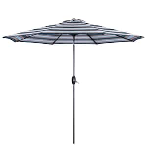 9 ft. Aluminum Market Tilt Patio Umbrella in Black and White for Garden, Deck, Backyard, Pool, Beach