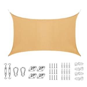 24 ft. x 24 ft. Beige Square Sun Shade Sail Canopy 98% UV Block Outdoor Patio Garden with Hardware Kit