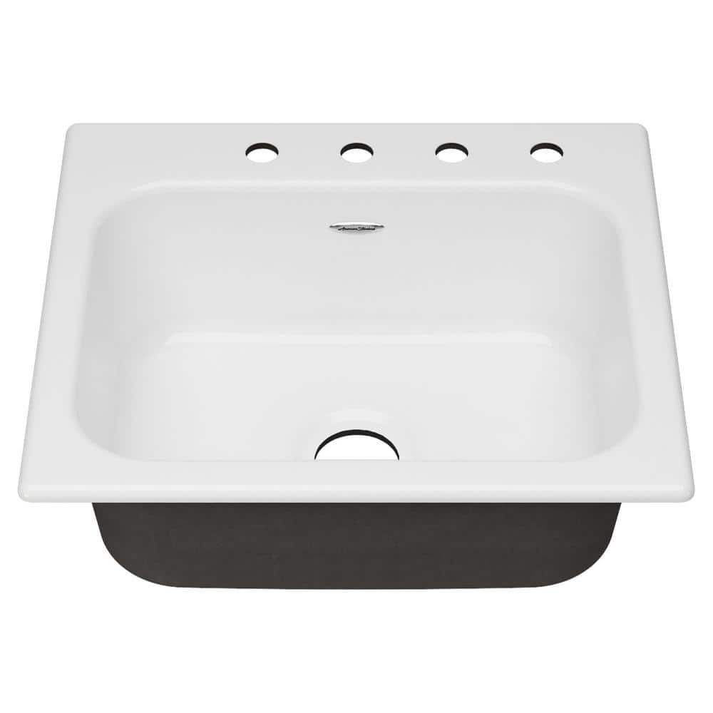 Quince 25'' White Cast Iron Single Bowl Drop-In Kitchen Sink