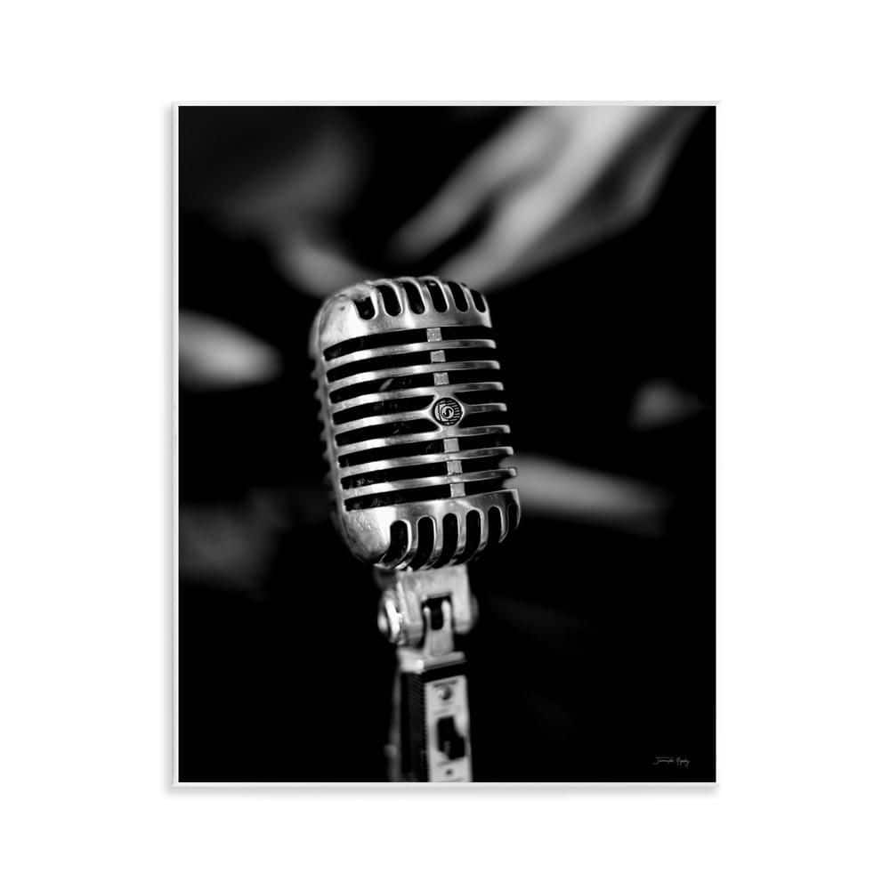 Stupell Industries Vintage Microphone on Black by Jennifer Rigsby ...