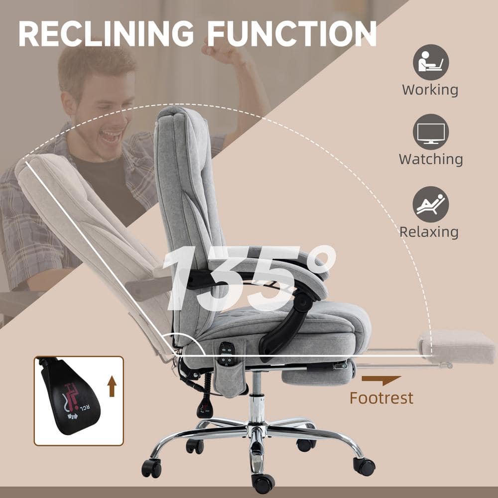 Gray PU Leather Executive Swivel Massage Office Chair with Footrest