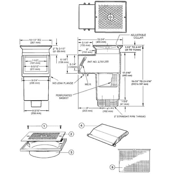 Skim-Master Series 2 in. FIP Concrete In Ground Skimmer 5.25 in. Throat Length Flo-Selector Control Square Cover