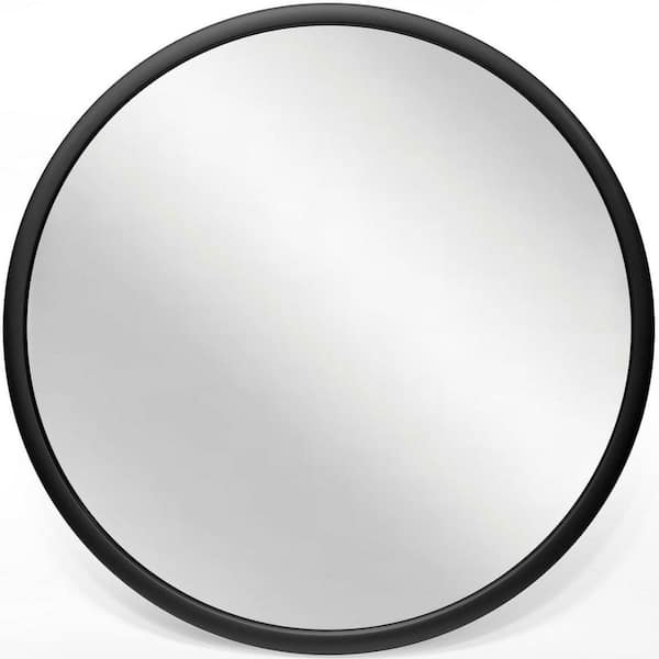 Unbranded Instruments Nera 22 in. Round Hanging Wall Mirror, Black Matte Frame