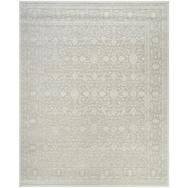Dekor Ivory Beige 9 ft. x 12 ft. Diamond Traditional Area Rug