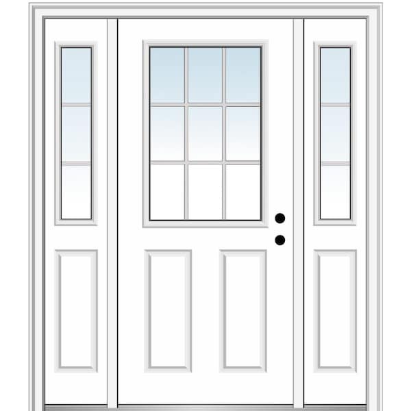 MMI Door 64.5 in. x 81.75 in. Internal Grilles Left-Hand Inswing 1/2-Lite Clear Primed Steel Prehung Front Door with Sidelites