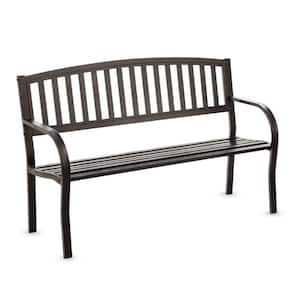 Arched 50 in. Black Metal Outdoor Bench