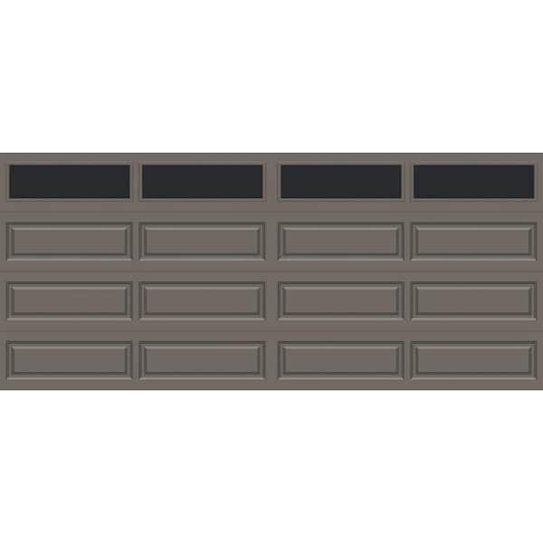 Classic Steel Long Panel 16 ft. x 7 ft. Insulated 18.4 R-Value Bronze Garage Door with windows