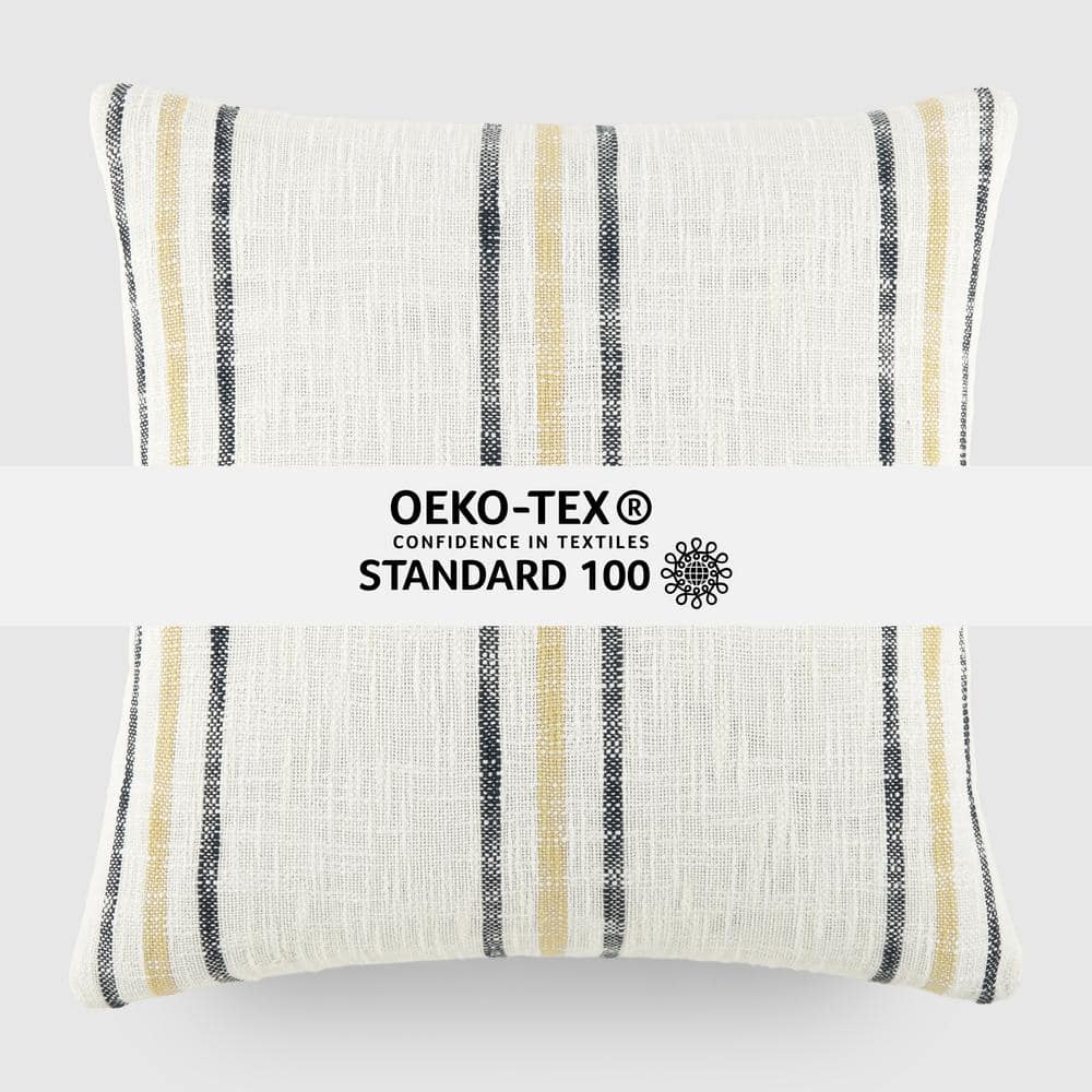 Mustard Yarn-Dyed Cotton Square Throw Pillow Set