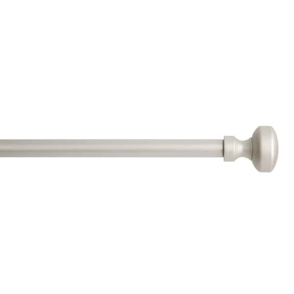TOWN & COUNTRY LIVING Modern Rounded Cap 36 in.-72 in. Matte Silver Single Curtain Rod
