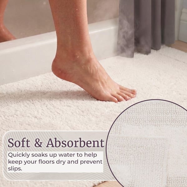 Ivory 2 ft. x 5 ft. Cotton Reversible Extra Long Bath Rug Runner