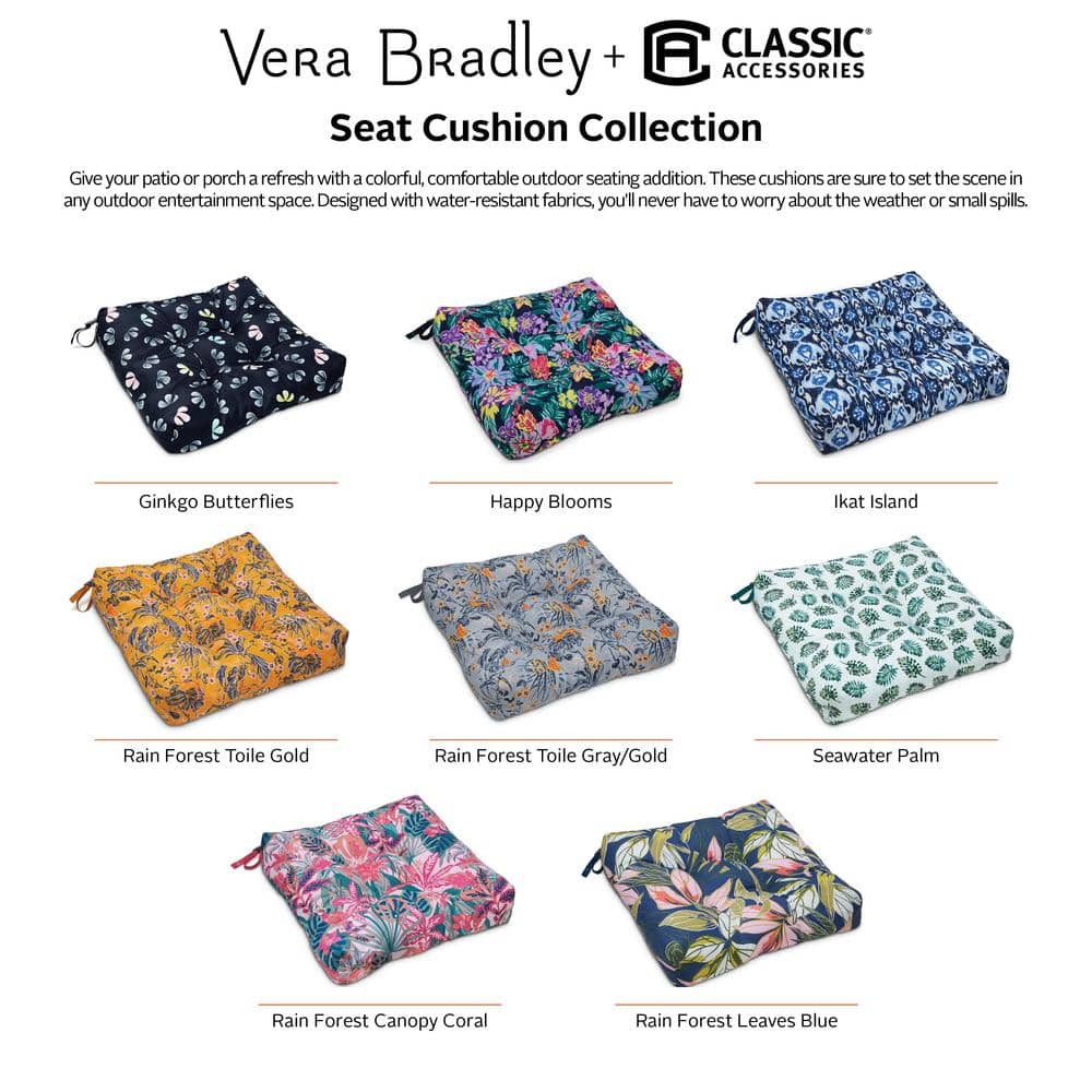 Happy Blooms Water-Resistant Outdoor Patio Chair Cushions, 19" x 19", 2-Pack