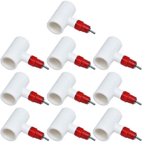 N/A Chicken Waterer Nipple Tee Kit Automatic Poultry Drinking System for Chickens Quail Ducks Geese Turkeys 10 Pack