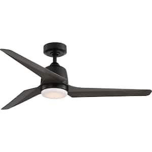 Upshur 52 in. Indoor/Outdoor Integrated LED Matte Black Transitional Ceiling Fan with Remote for Living Room and Bedroom