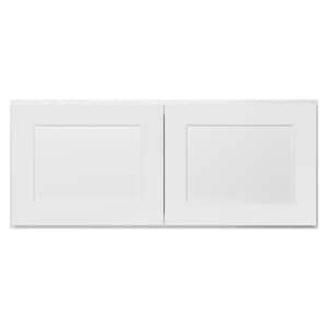 33-in. W x 24-in. D x 15-in. H in Shaker White Plywood Ready to Assemble Wall Bridge Kitchen Cabinet with 2 Doors