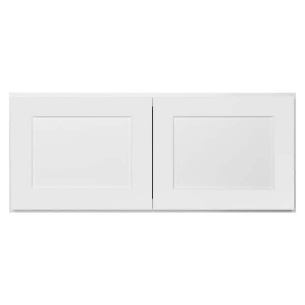 HOMEIBRO 33-in. W x 24-in. D x 15-in. H in Shaker White Plywood Ready to Assemble Wall Bridge Kitchen Cabinet with 2 Doors