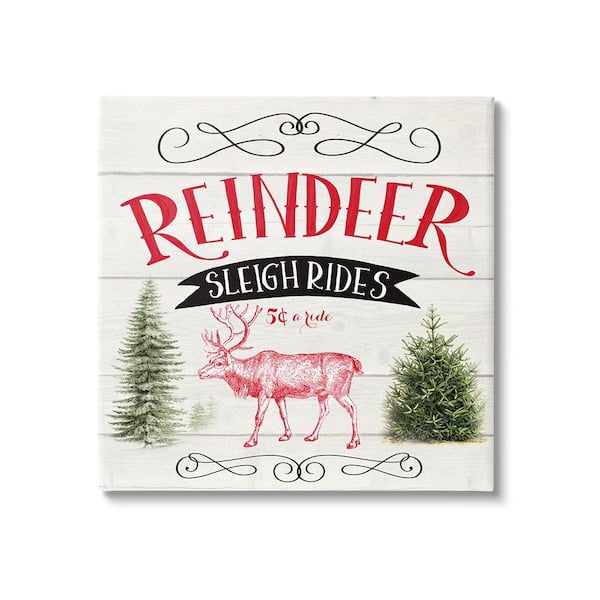 Stupell Industries Sleigh Rides Phrase byCorinne Haig 1-Piece Unframed Graphic Print Typography Poster Art Print 24 in. x 24 in.