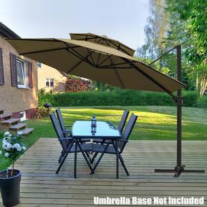 11.5 ft. Double Top Aluminum Cantilever Patio Umbrella in Tan