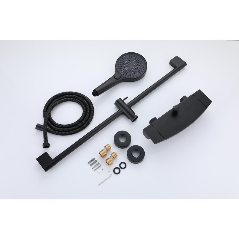 Matte Black Adjustable Wall Mounted Handheld Shower Faucet Set