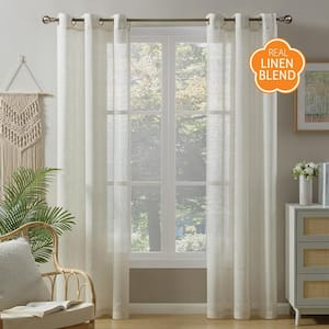 Valencia Natural Linen Blend 40 in. W x 84 in. L Grommet Light Filtering Curtain (Single Panel)