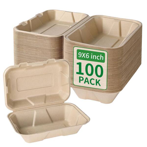 D Mart Bagasse Clamshell Food Containers – Biodegradable, 100% Compostable Takeaway Boxes